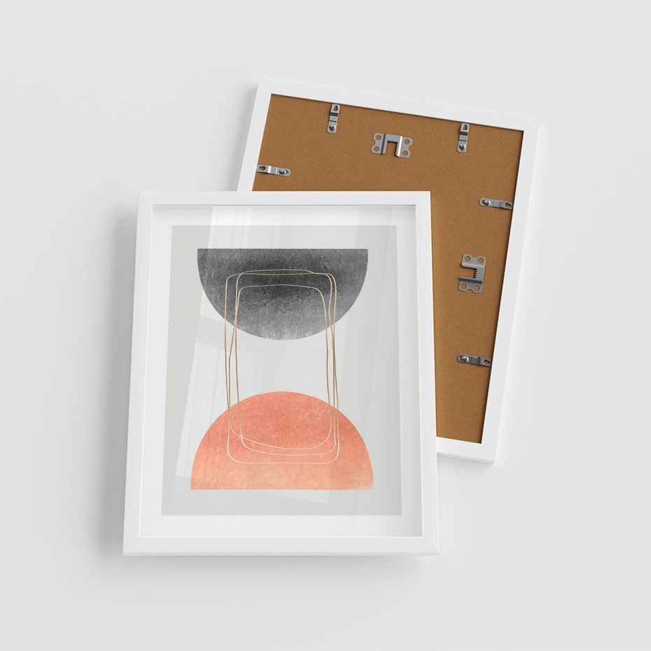 Plakat w ramie 40x50 - Sztuka Abstrakcji - minimalistyczny boho obraz, abstrakcyjny - rama biała