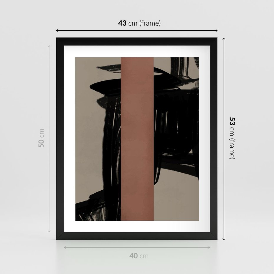 Plakat w ramie 40x50 - Niezwykłe Przeobrażenia - abstrakcja, czarne splatane linie - rama czarna