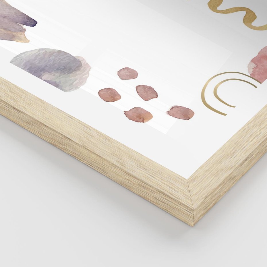 Plakat w ramie 40x50 - Wibracje Pastelowych Odcieni - abstrakcyjny plakat, akwarelowe plamy - rama drewno