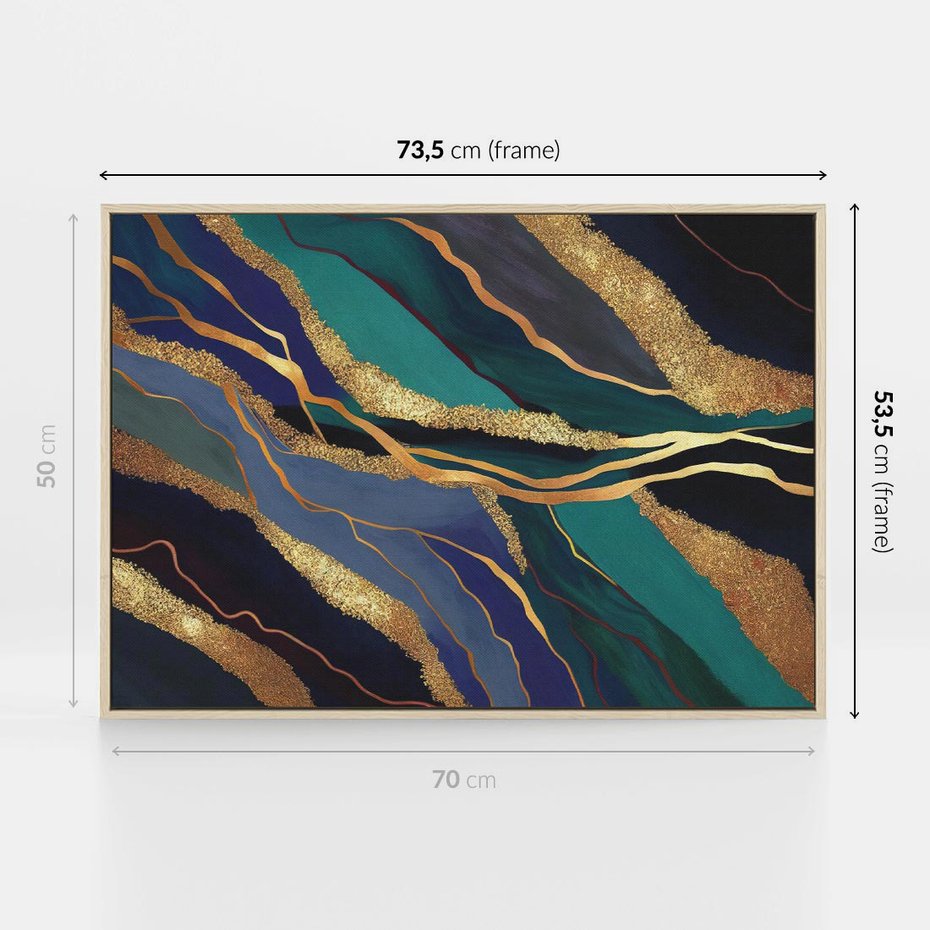 Obraz w ramie 70x50 - Sztorm malarskich emocji - marmur, abstrakcyjna grafika - rama drewno