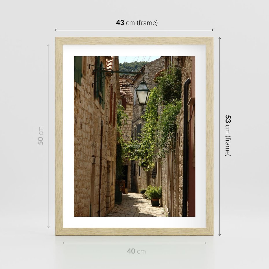 Plakat w ramie 40x50 - Urokliwa włoska uliczka - włoska, uliczka - rama drewno