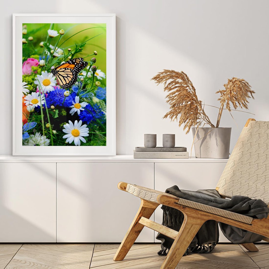 Plakat bez ramy 40x50 - Kwiatowy Taniec - motyl, kwiaty