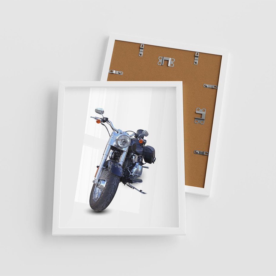 Plakat w ramie 40x50 - Motocykl w ruchu - motor, bike - rama biała