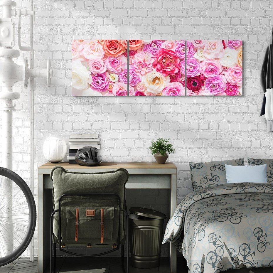 Obraz na płótnie 150x50 - Róże w pełnym rozkwicie - róże, kwiaty