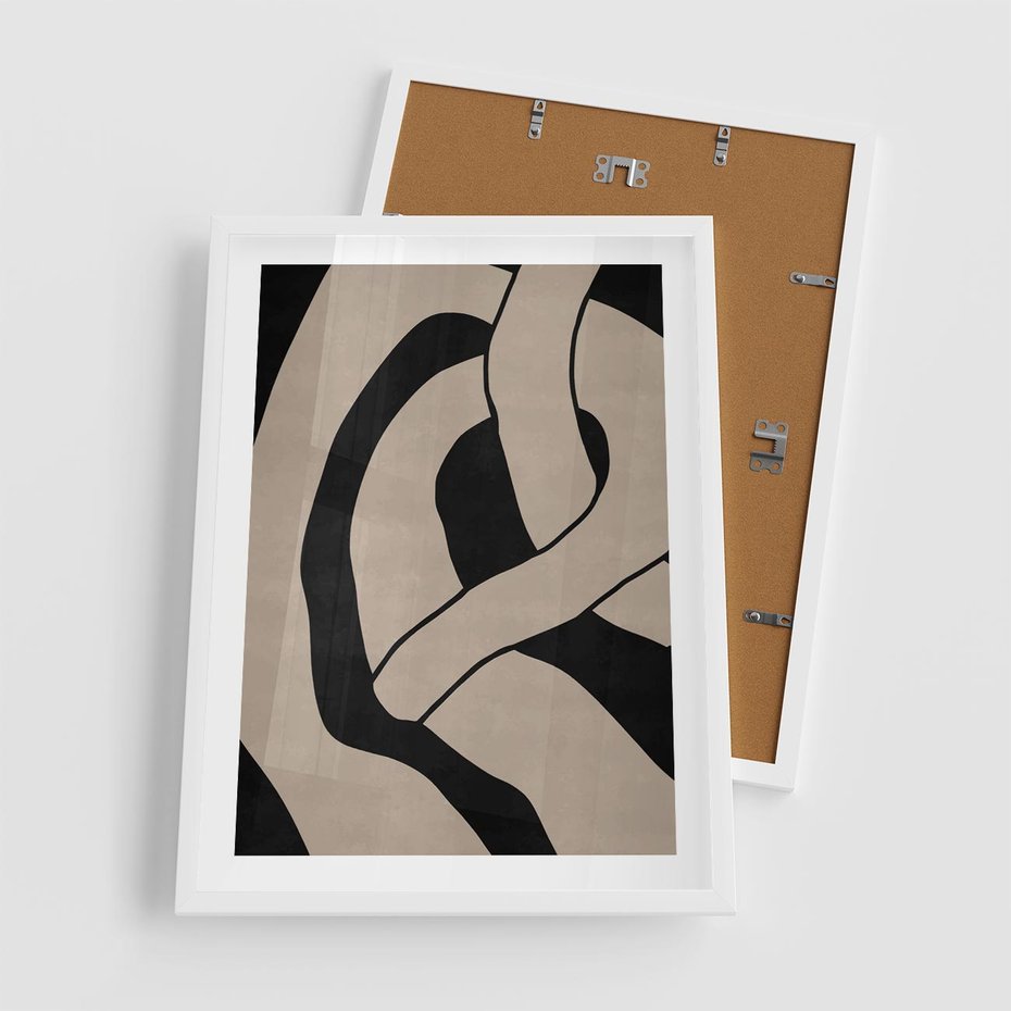 Plakat w ramie 50x70 - Obce Wariacje - abstrakcyjne linie, mroczny plakat - rama biała