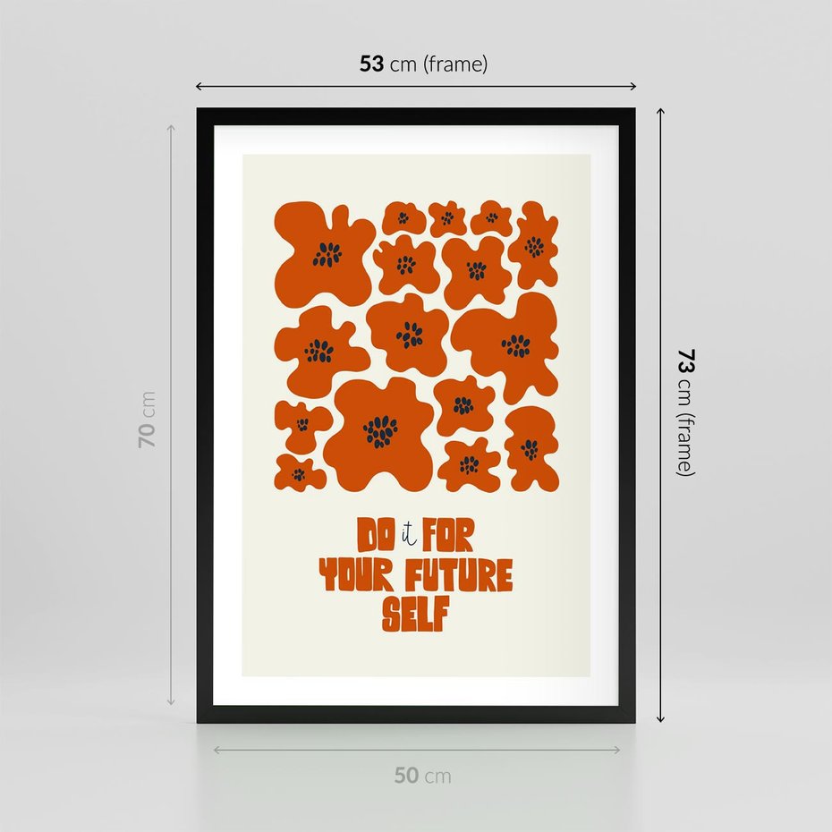 Plakat w ramie 50x70 - Taniec Kolorowych Promieni - self care, kompozycja kwiaty - rama czarna