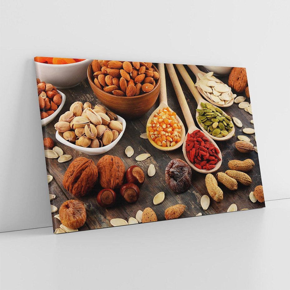 Obraz na płótnie 120x80 - Szlachetne smaki kuchni - nasiona, bakalie