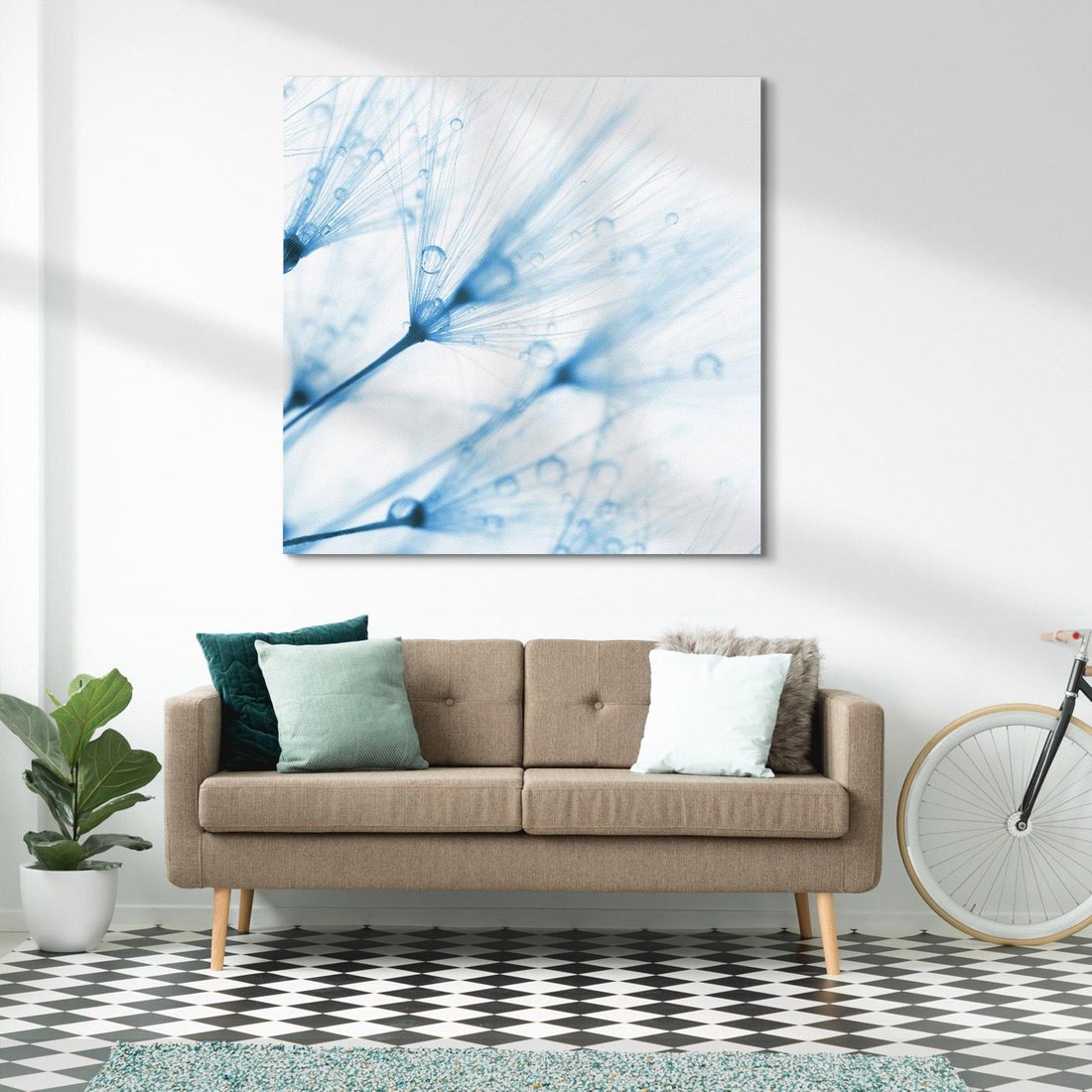 Obraz na płótnie 70x70 - Kwiat w kroplach wody - kwiat, krople