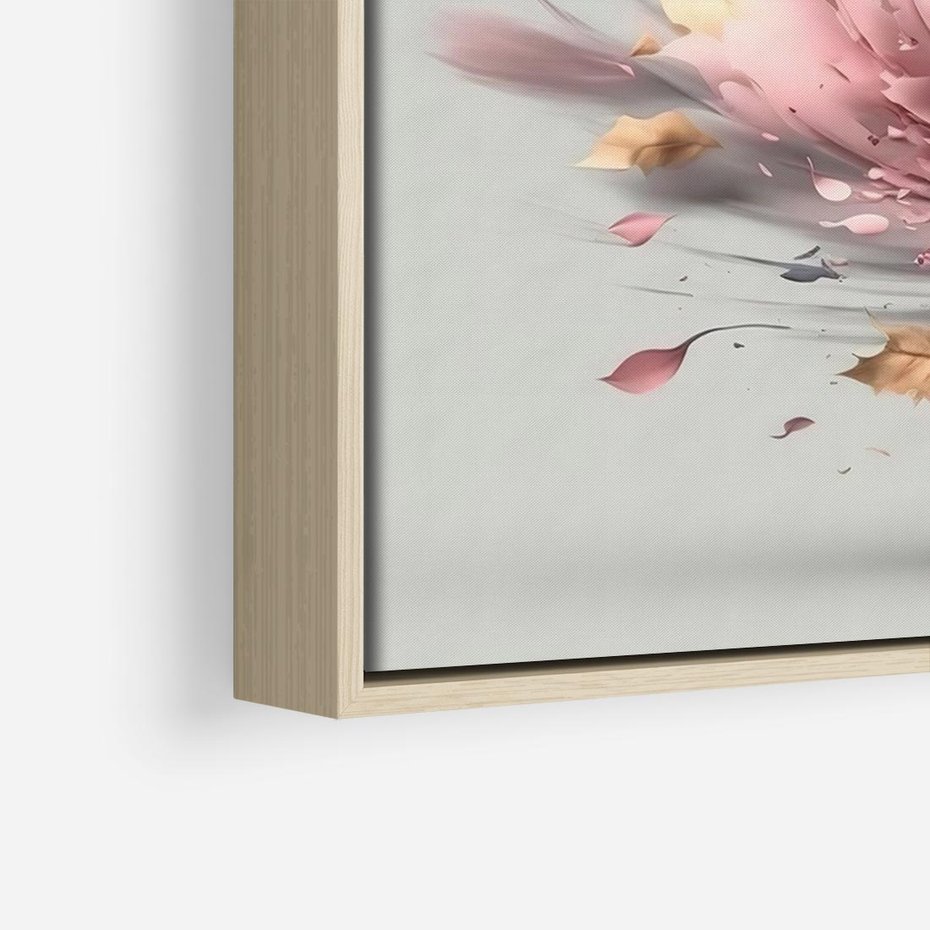 Obraz w ramie 70x50 - Kwiatowy Wir - nowoczesna grafika komputerowa, wir z kwiatów - rama drewno