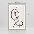 Plakat w ramie 50x70 - Zaklęte Linie - abstrakcyjne szkicowane linie, minimalizm - rama drewno