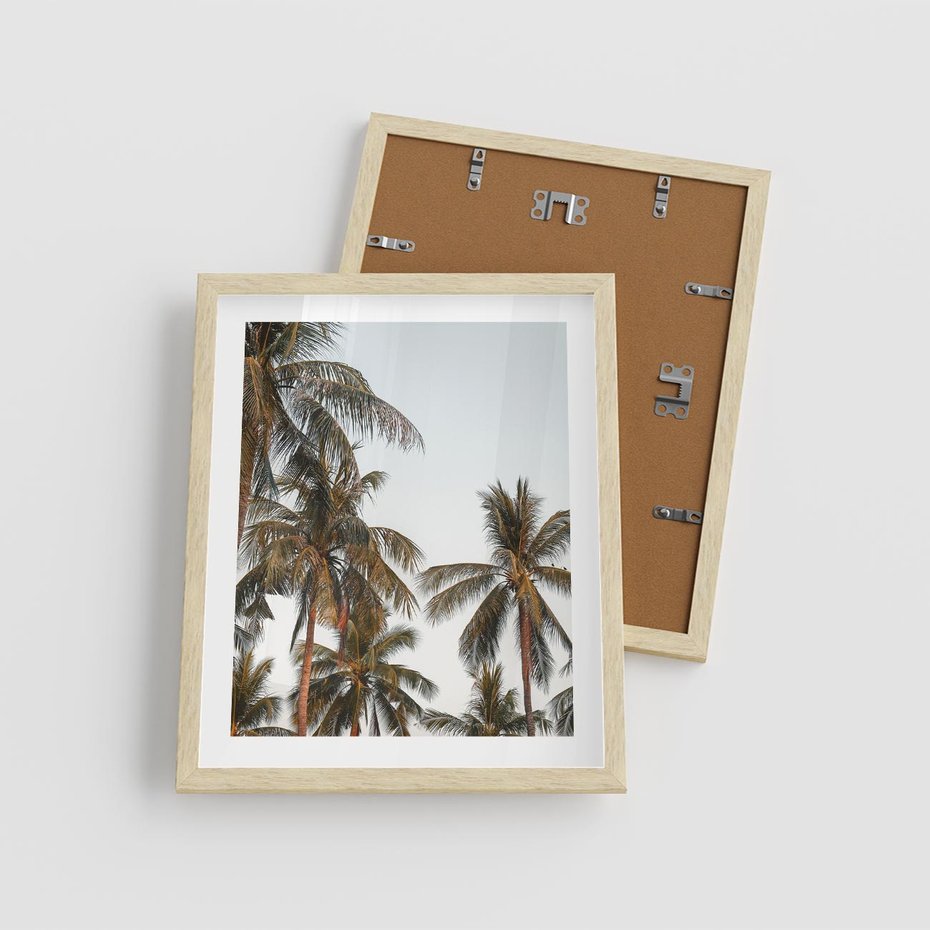 Plakat w ramie 40x50 - Palmy - tęsknota za Hawajami - palmy, Hawaje - rama drewno