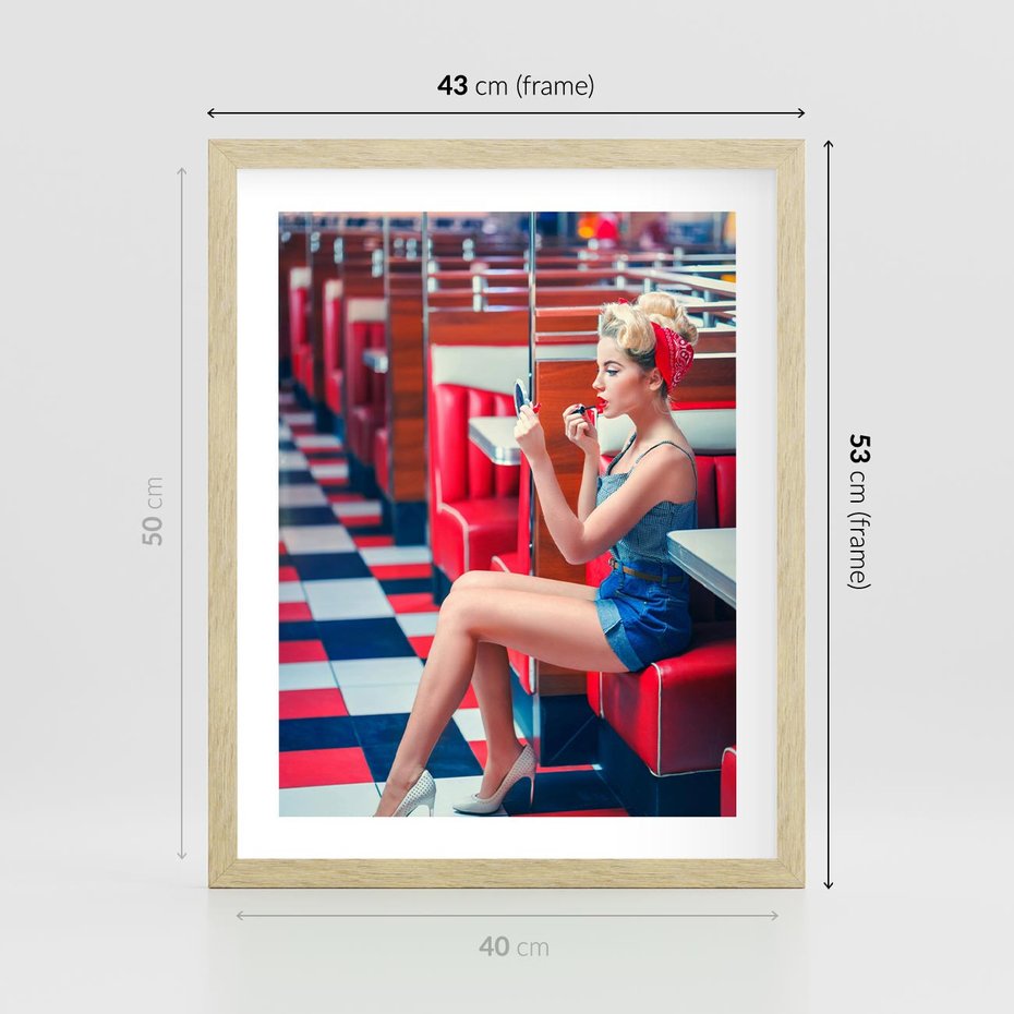 Plakat w ramie 40x50 - Ikoniczna Uroda - retro, Marylin Monroe - rama drewno