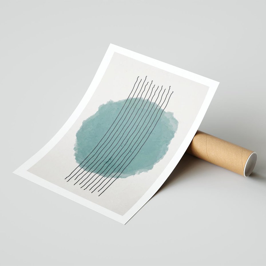 Plakat bez ramy 21x30 - Podróżne Inspiracje - abstrakcyjna akwarelowa plama, nieregularne kreski