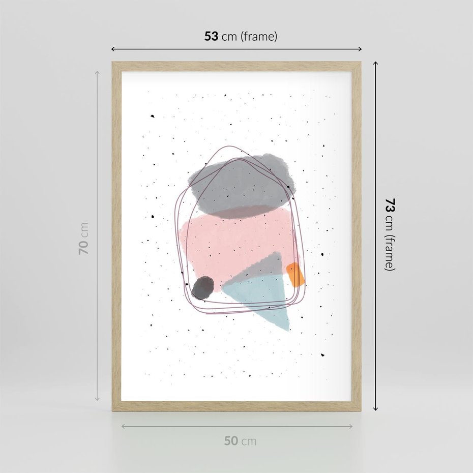 Plakat w ramie 50x70 - Migotliwa Opowieść - abstrakcyjna kompozycja, jak ręcznie malowana - rama drewno