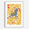 Obraz w ramie 80x120 - Zebra w Nowoczesności - abstrakcyjna nowoczesna grafika, pośrodku zebra - rama biała