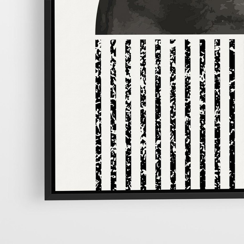 Obraz w ramie 50x50 - Księga Wibracji - abstrakcyjne czarno białe formy, minmalizm - rama czarna