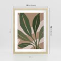 Plakat w ramie 30x40 - Nowoczesność Natury: Plakat z Zielonymi Liśćmi - nowoczesny plakat, beż - rama drewno