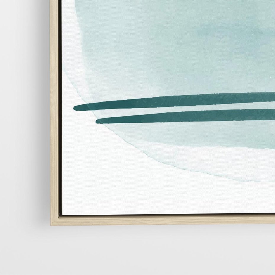 Obraz w ramie 50x50 - Turkusowy Świat - minimlizm, abstrakcja - rama drewno