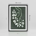 Plakat w ramie 50x70 - Rozkwitające Zielone Gałęzie - abstrakcyjne delikatne zielone linie, podobne do gałęzi kwiatów - rama czarna