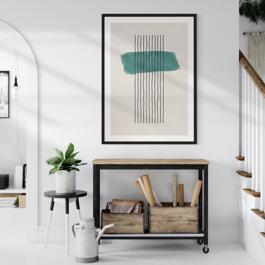 Plakat bez ramy 30x40 - Bezczasowe Wspomnienia - abstrakcyjna akwarelowa plama, nieregularne kreski