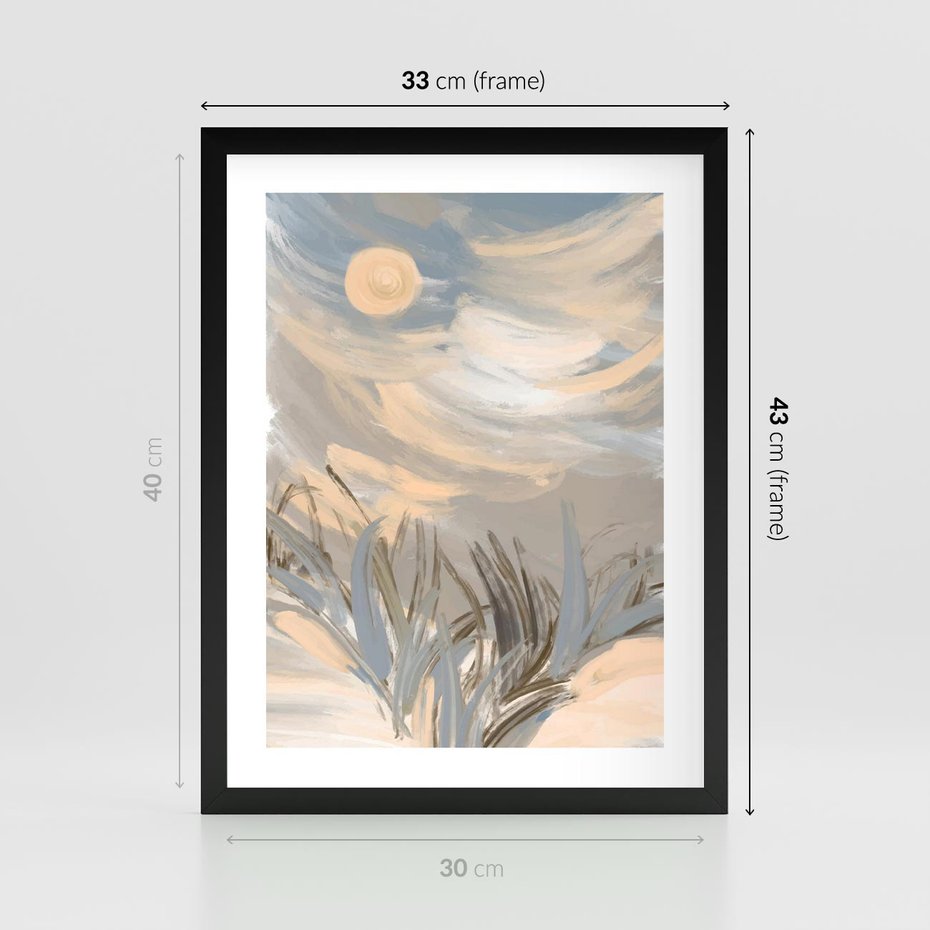 Plakat w ramie 30x40 - Światłości Taniec - akwarela, obraz - rama czarna