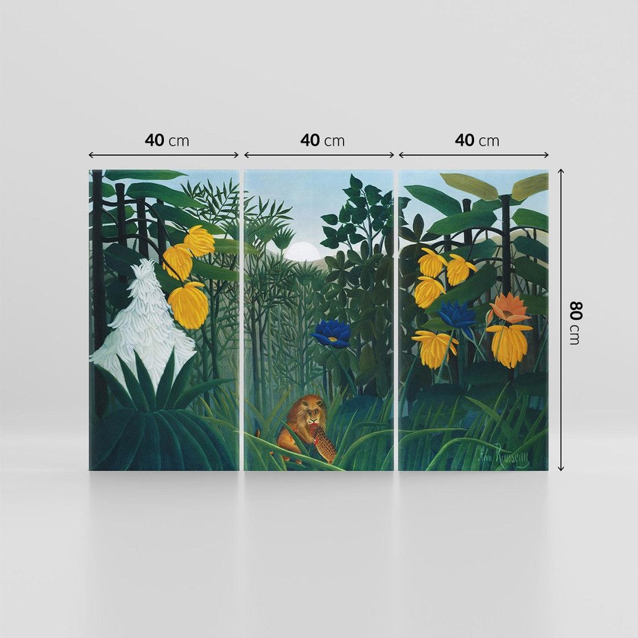 Obraz na płótnie 120x80 - "Uczta Lwa" (1907) Henri Rousseau - Reprodukcja - reprodukcja, obraz na płótnie