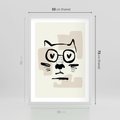 Plakat w ramie 50x70 - Minimalistyczny Kot: Czarna Kreska - kot, grafika - rama biała