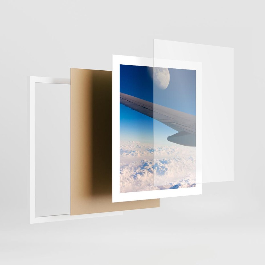 Plakat w ramie 40x50 - Samolot ku Księżycowi - samolot, ksieżyc - rama biała