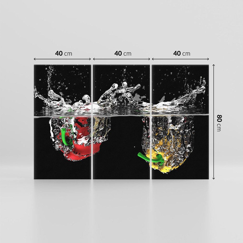 Obraz na płótnie 120x80 - Papryka Warzywna Eksplozja - papryka, woda