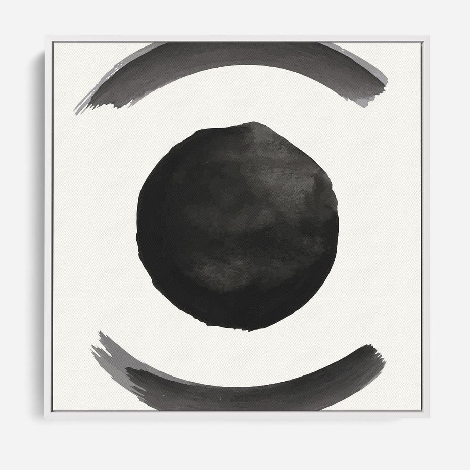 Obraz w ramie 50x50 - Bezczasowe Echo - abstrakcyjne plamy okręgi, akwarelowe - rama biała