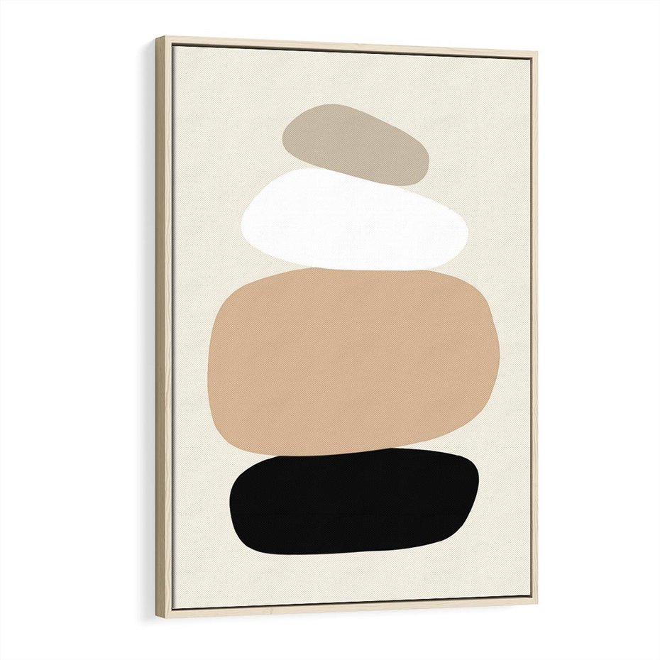 Obraz w ramie 80x120 - Zgeometryzowane Kształty - modernistyczny plakat, obłe kształty - rama drewno