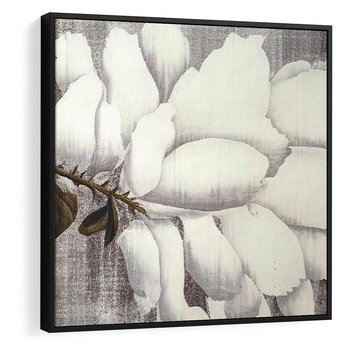 Obraz w ramie 50x50 - Tekstura Kwiatu - białe kwiaty, duży kwiat - rama czarna