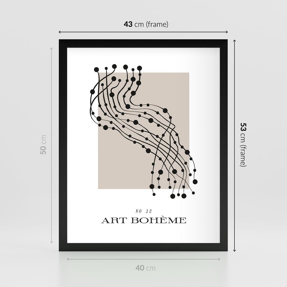 Plakat w ramie 40x50 - Migocące Konstrukcje Abstrakcji - sztuka minimalizmu, biało czarna rycina - rama czarna