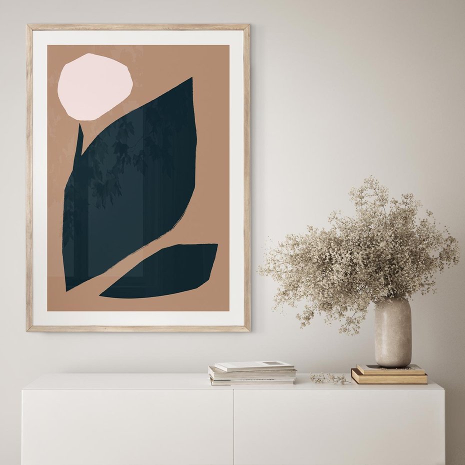 Plakat w ramie 40x50 - Rozkwitająca Wolność Boho - abstrakcyjny obraz, plakat - rama drewno