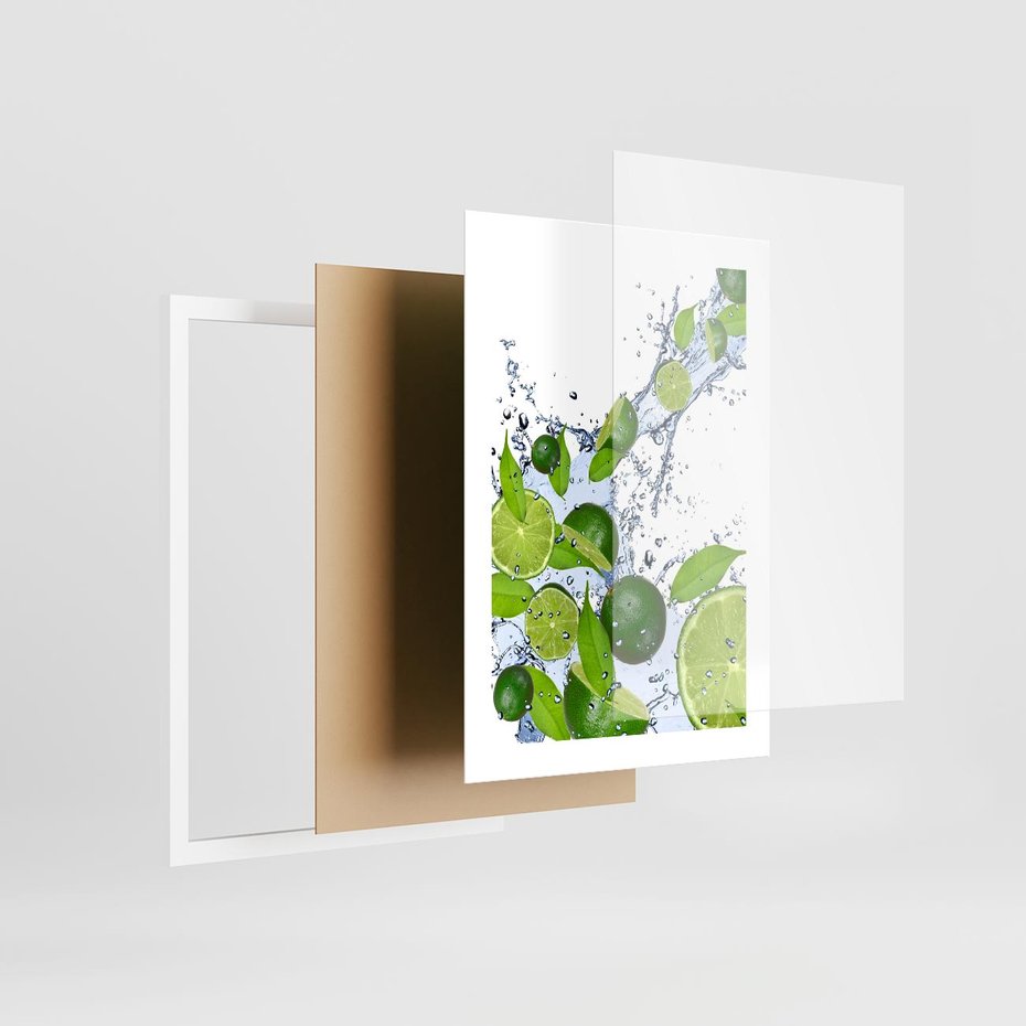 Plakat w ramie 30x40 - Cytrusowa Świeżość - limonki, cytryny - rama biała