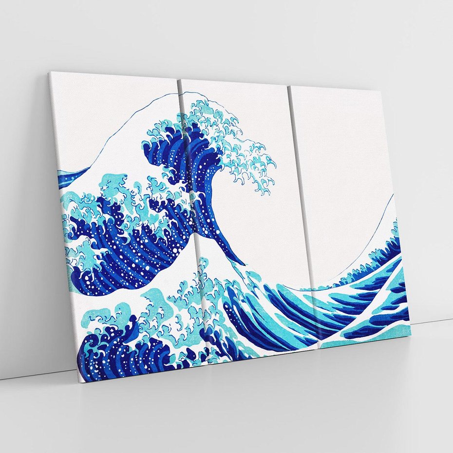 Obraz na płótnie 120x80 - Fala Japandi - wielka fala w Kaganawie, obraz Hokusai