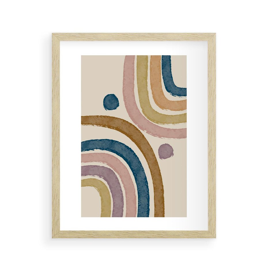 Plakat w ramie 40x50 - Kształtujące Inspiracje - abstrakcyjne tęcze, kompozycja - rama drewno