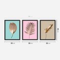Zestaw obrazy w ramie 30x40 galeria - Złote, liście, palma, pastelowe, gold - rama czarna