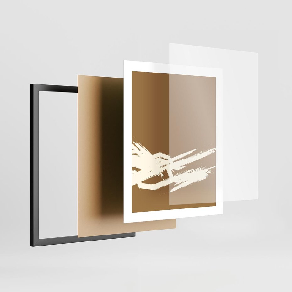 Plakat w ramie 40x50 - Taniec Energii - abstrakcyjne kreski, maźnięcia - rama czarna