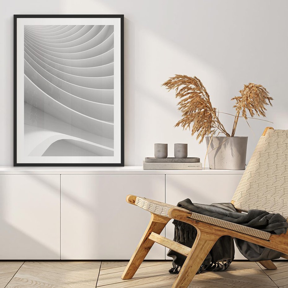 Plakat w ramie 50x70 - Geometryczna Harmonia - geometryczne, kształty - rama czarna