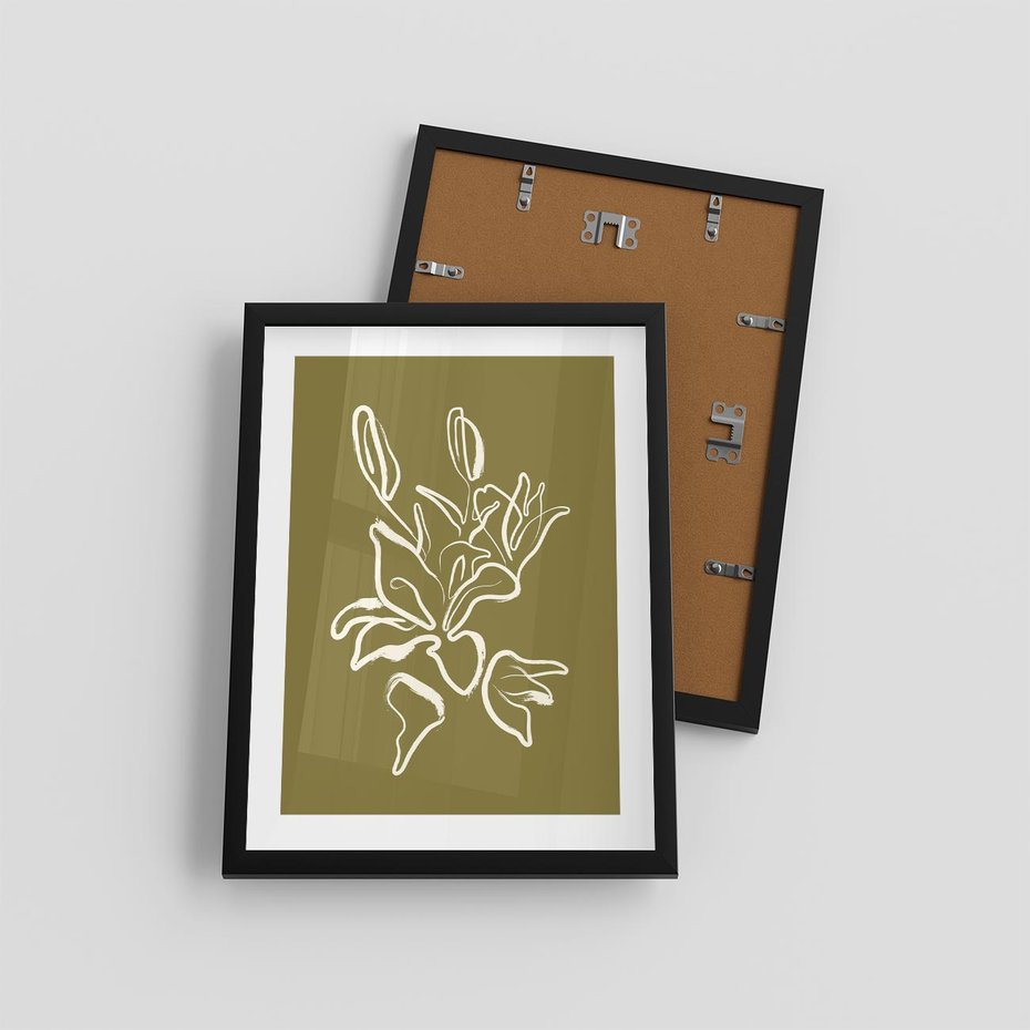 Plakat w ramie 30x40 - Przenikające Barwy - abstrakcyjna roślina, kwiaty - rama czarna