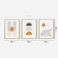 Zestaw obrazy w ramie 40x50 galeria - Minimalizm, japońskie, kształty, złoto - rama drewno