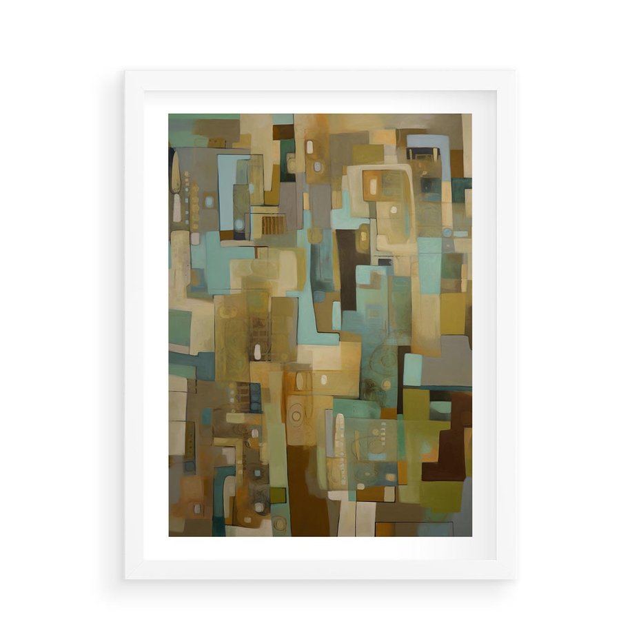 Plakat w ramie 50x70 - Kolorowe Wyobrażenia - abstrakcyjny obraz, mnogość kolorów - rama biała