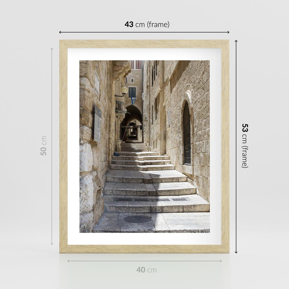 Plakat w ramie 40x50 - Urok uliczki: perspektywa miasta - uliczka, perspektywa - rama drewno