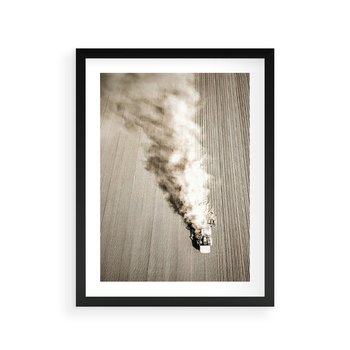 Plakat w ramie 40x50 - Żniwa na Wsi - pole, traktor na polu - rama czarna