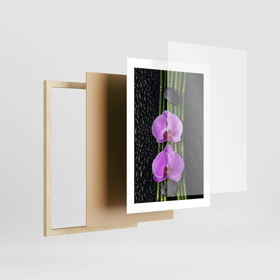 Plakat w ramie 30x40 - Japońskie Spa w Otoczeniu Storczyków - storczyk, spa - rama drewno