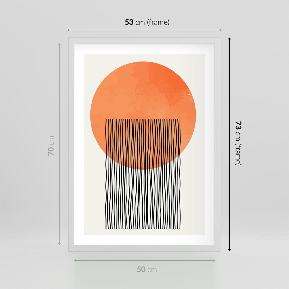 Plakat w ramie 50x70 - Echa Wyobraźni - koło, boho styl - rama biała