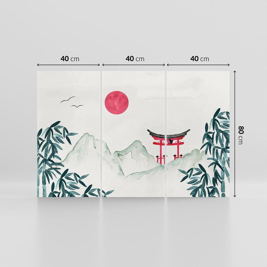 Obraz na płótnie 120x80 - Słońce nad Górami - japoński krajobraz, góry