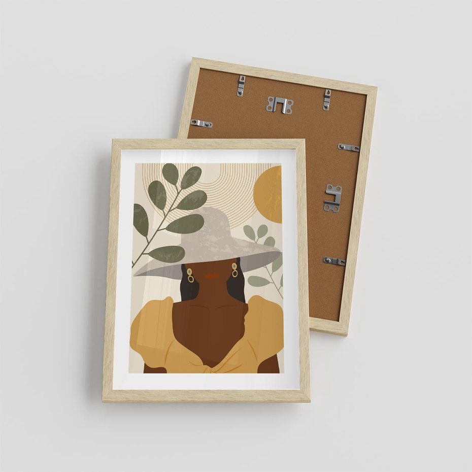 Plakat w ramie 30x40 - Grafika w Innowacyjnym Stylu - grafika, postać kobiety - rama drewno