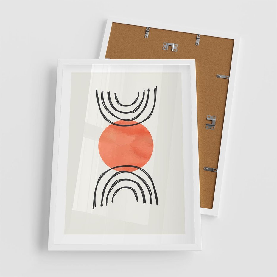 Plakat w ramie 50x70 - Lustrzane Widzenie - koło, boho styl - rama biała